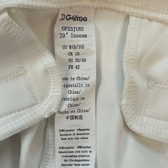 G4Free White Wide Leg Pants Women’s Medium M 8/10 28.5 Inseam Pull On Stretch - Picture 4 of 8